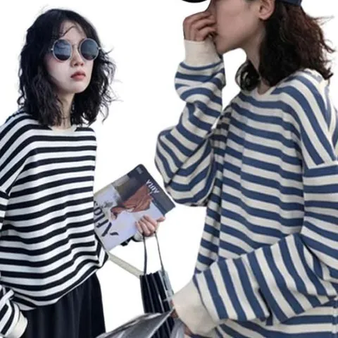 (리더스) 리더스 스트라이프 멋스러운 루즈핏 라운드넥 긴팔 (41109446)