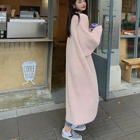 루즈핏 여성 데일리 편세권 꾸안꾸 롱가디건 핑크 (WDC7EB5)