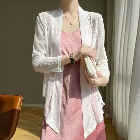 단추없는 바닷가 비치 카디건 여자 묶는 가디건 (WFHEAGL)