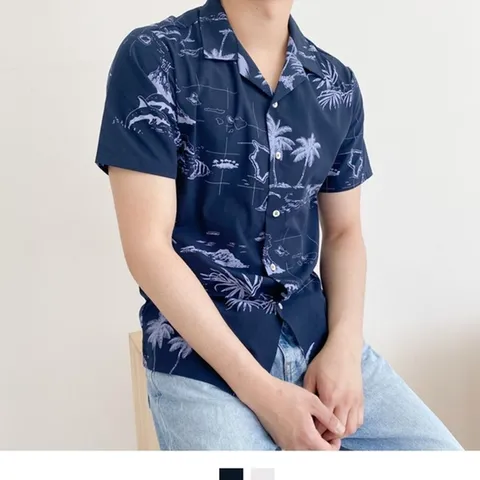 야자수 오픈카라 남자 하와이안셔츠 빅사이즈 (WFIB5D0)