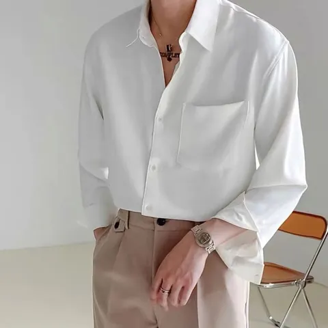 남성 통기성 여름 간절기 까끔 포켓 베이직 긴팔 셔츠 (WFA8F8B)