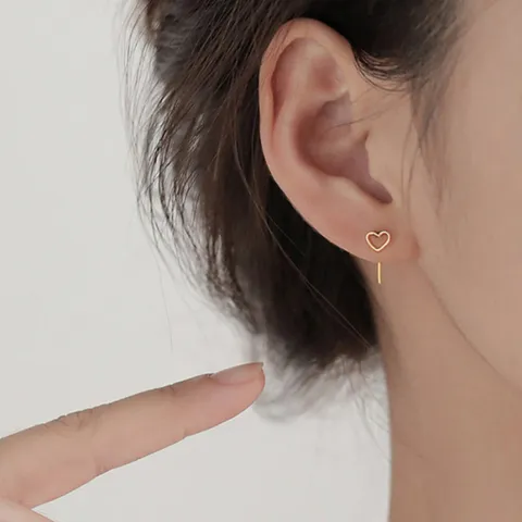 S작은 하트 은 14K도금 귀걸이_IH