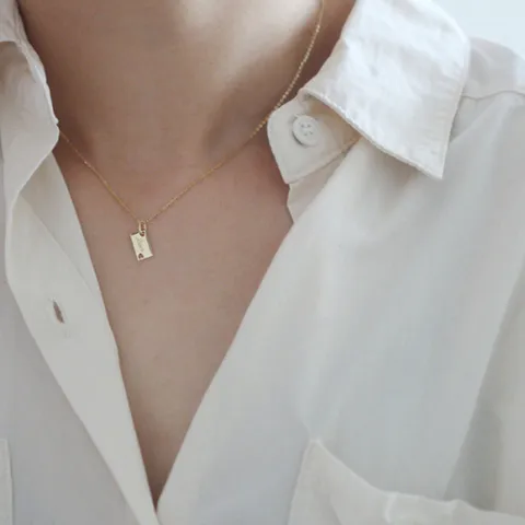 S레터링 펜던트 925 14k도금 은 목걸이_IH