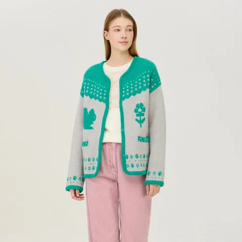 (베네통) 다람쥐 니트 가디건_BAKC63461
