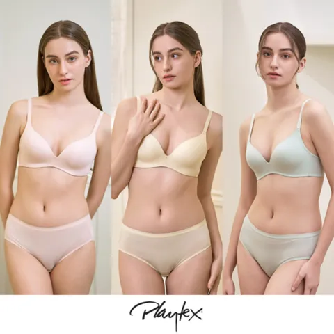 (플레이텍스) 플레이텍스 노와이어 시크릿 브라팬티 6종 피치 버터옐로우 민트