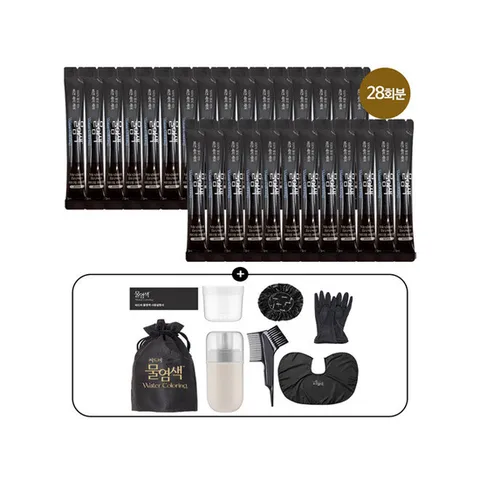 재구매 패키지 씨드비 물염색 비건 새치 염색약 28회분(4회분x7개) 염색도구