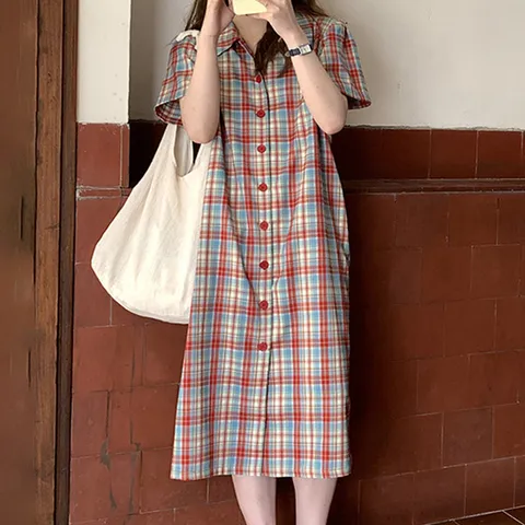 KIO 체크 무늬 원피스