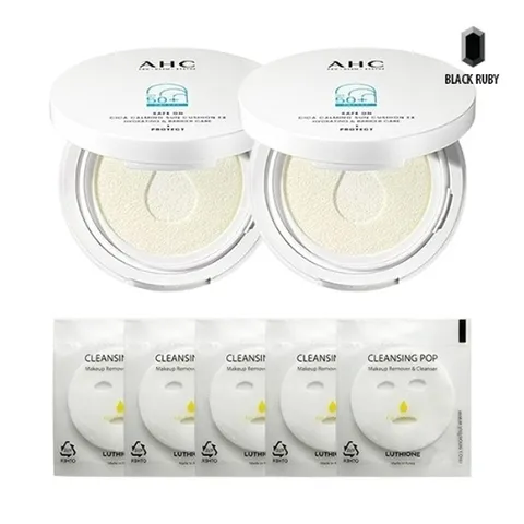 AHC 세이프온 시카 카밍 선쿠션 본품 25g x2   휴대용비누 5매 /24년 시즌8/박세리선쿠션_17372521_587795
