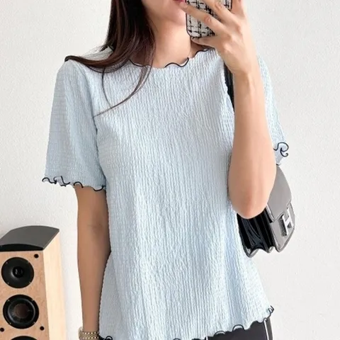 VY 여자 지지미 물결 블라우스_WSH13358_17262737_588847