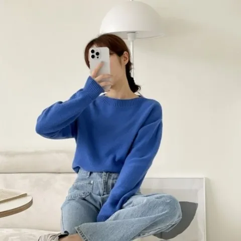 다잇템 여자 울블렌드 라쿤 라운드 SS 심리스 입술넥 니트_16292890_588872