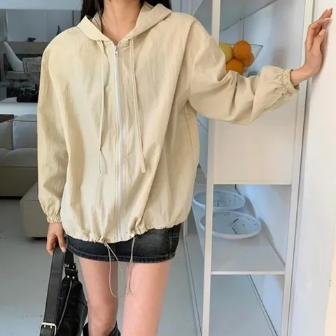 VY 여자 드로우코드 캐쥬얼 언발 나일론 SS 클래식 후드집업_16071842_588847