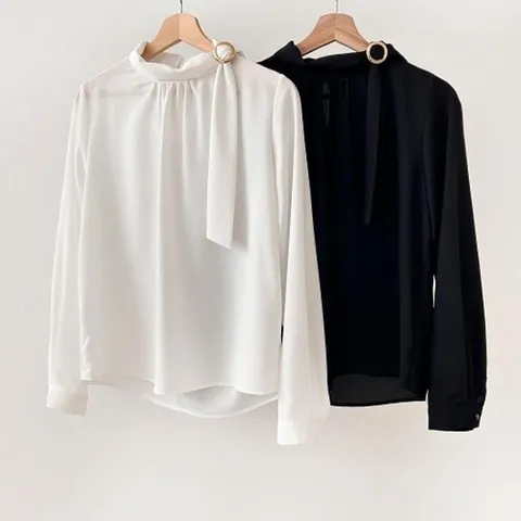 (다잇템) 다잇템 여자 알바 오링 폴라넥 교회 보우 블라우스_15283728_588872