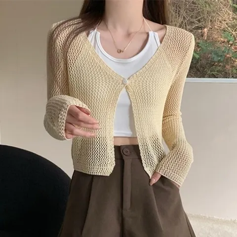 (다잇템) 다잇템 여자 SS 롱슬리브 살안타 비침 망사 비치룩 가디건_18267416_588872