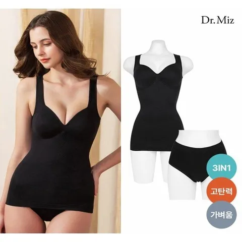 (닥터미즈) Slim Control  심리스 바디슬리머 팬티 SET 블랙