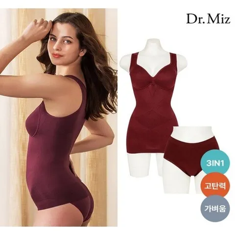 (닥터미즈) Slim Control  심리스 바디슬리머 팬티 SET 와인