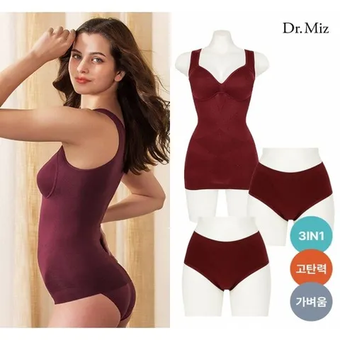 (닥터미즈) Slim Control  심리스 바디슬리머 팬티2 SET 와인