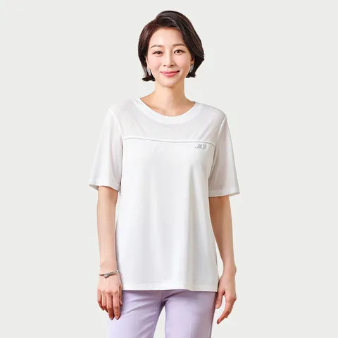 (마담엘레강스) 럭키 썸머 로고 반팔 티블라우스 K252BL01