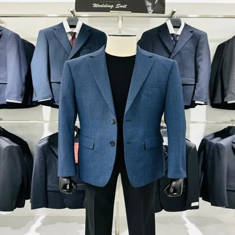 (트루젠) 남성 봄 여름 쿨네이비 쿨터치 울스판 기본핏 비지니스 콤비 자켓