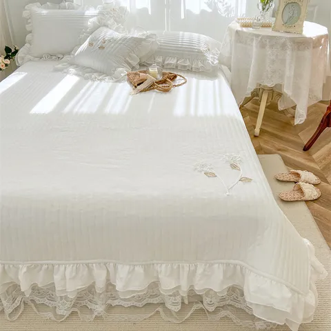 (러빙랩) 화이트 40수 순면 스프레드 침대시트 230x250cm