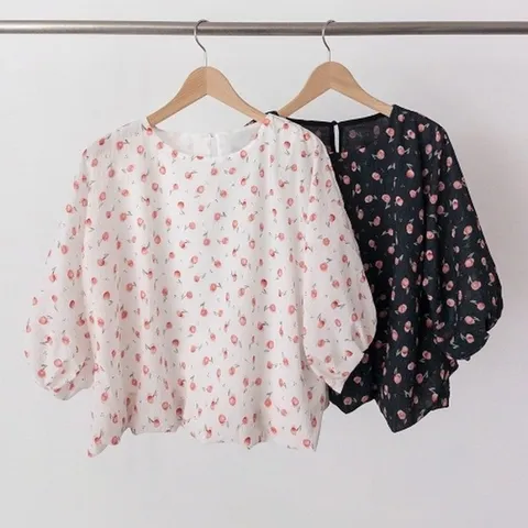 (다잇템) 다잇템 여성 큰사이즈 벌룬 시어서커 블라우스 체리 펌킨 SS 디자인_22071446_588872