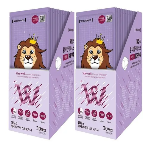 [웰킵스] 웰킵스 KF94 대형 마스크 30개x 2  기관 단체 학교