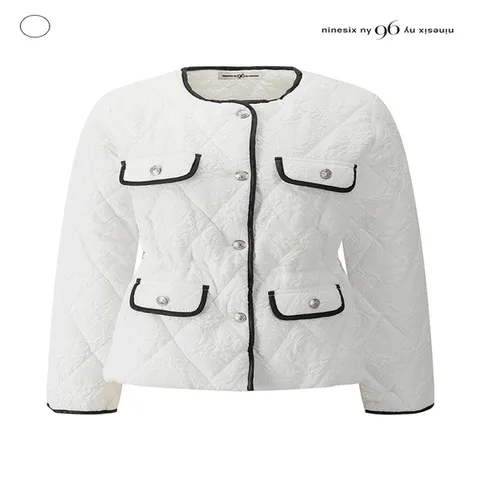 (나인식스뉴욕) 실버 버튼 경량 다이아 퀼팅 패딩 점퍼 (NPBJP006M0)