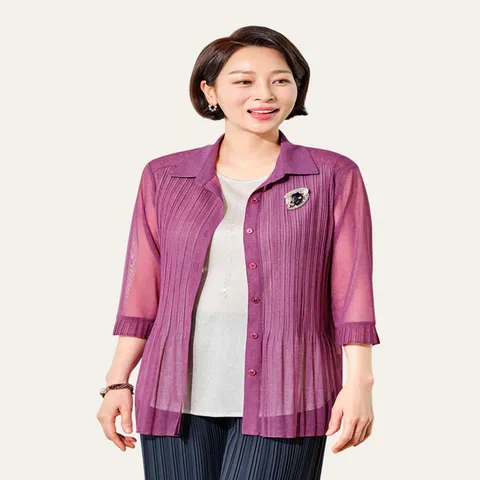 (마담엘레강스) 마담엘레강스 샤인 메쉬 플리츠 자켓 K252JK04