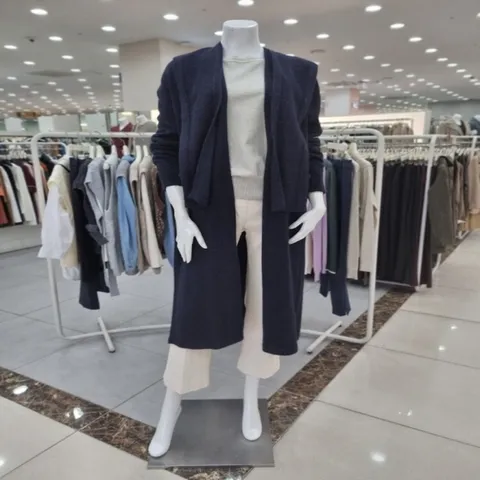 (더아이잗) 후드 머플러 셋업 메탈사 라쿤 롱 가디건  IMBM1CD77470_DJ