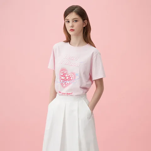 (플라스틱아일랜드) 스페이스 하트프린트 티셔츠_DG