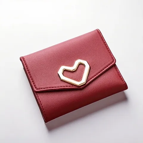 (디자이너몰) 여성 하트 심플 스퀘어 3단 지갑 가죽 동전지갑