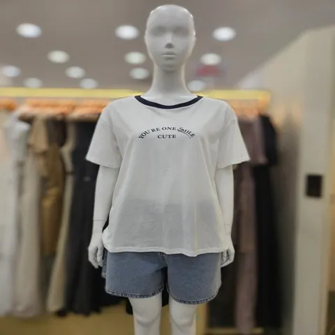 (플라스틱아일랜드) 배색 레터링 티셔츠 PR7XB3T1_DJ