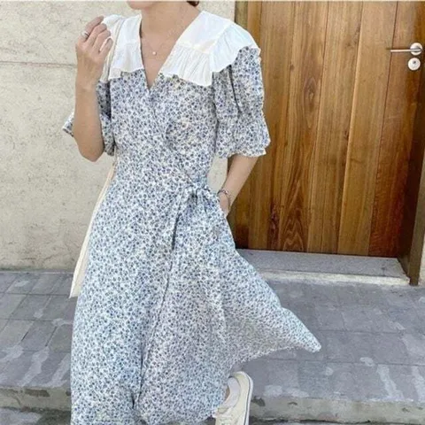 (모노무드) 모노무드 은플레이스 카라원피스 플라워 세일러 프릴 원피스 메이비굿