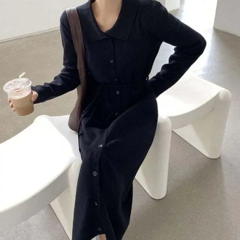 (모노무드) 모노무드 LH-104802 루즈 3컬러 추천 니트 롱원피스 긴팔 오피