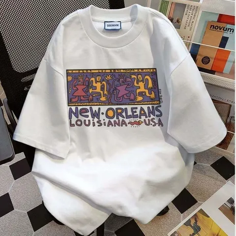 (모노무드) 모노무드 남녀공용 도톰한 뉴올린즈 이중넥 반팔 순면 티셔츠