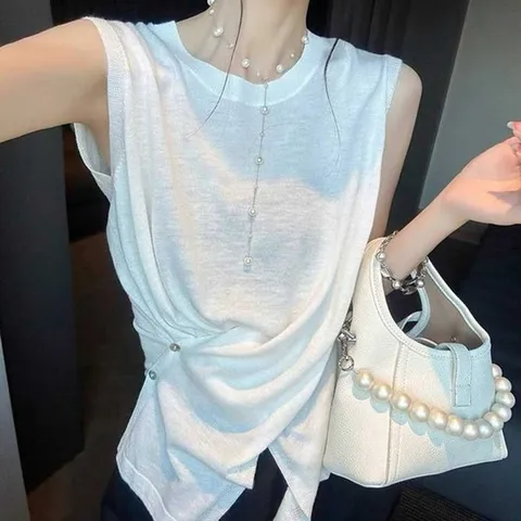 (모노무드) 모노무드 여름 루즈핏 랩스타일 민소매 티셔츠 언발 썸머 조끼