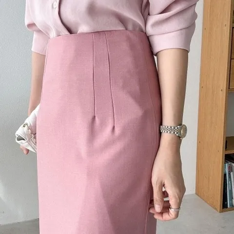 (신상오픈런) |KSKBE4|미디 회사원 사무실 직장인 오피스룩 스커트 치마_17998914_597559