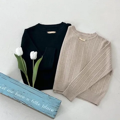 (신상오픈런) |CDT62C3|넨로머 여성 브로치 스웨터 코인 롱슬리브 패턴 라운드_18153924_597559