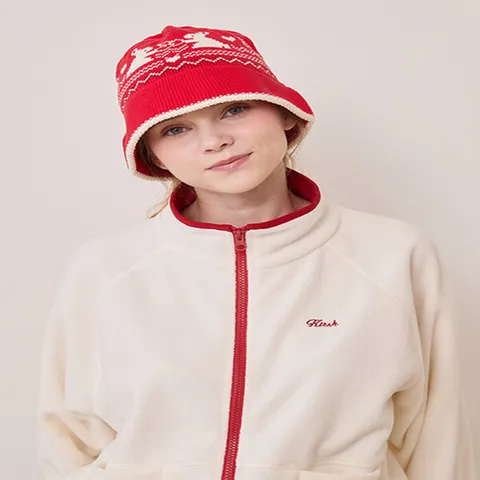 (키르시) 키르시 체리 버니 니트 버킷햇 레드