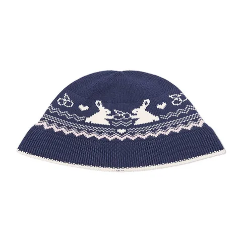 (키르시) 키르시 체리 버니 니트 버킷햇 다크 네이비