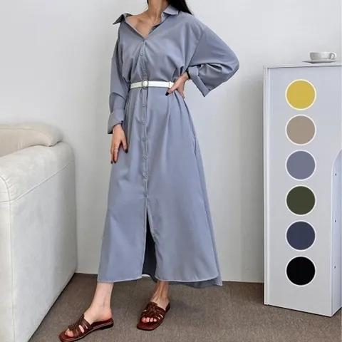 (엄지척) 여성 폴리 봄 스트릿 패션 롱 셔츠 원피스 아우터_19643731_667501