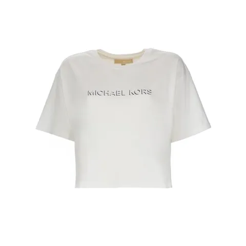 마이클 바이 마이클코어스 여성 화이트 로고 반팔 티셔츠 MR651Z797J100WHITE