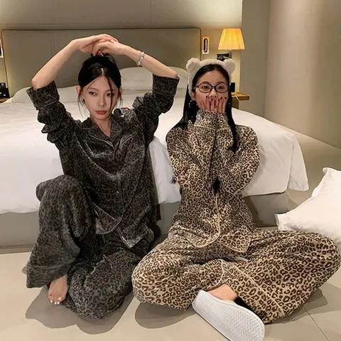 (드레스날다) 투르크 레오파드 호피 긴팔 홈웨어 파자마 세트
