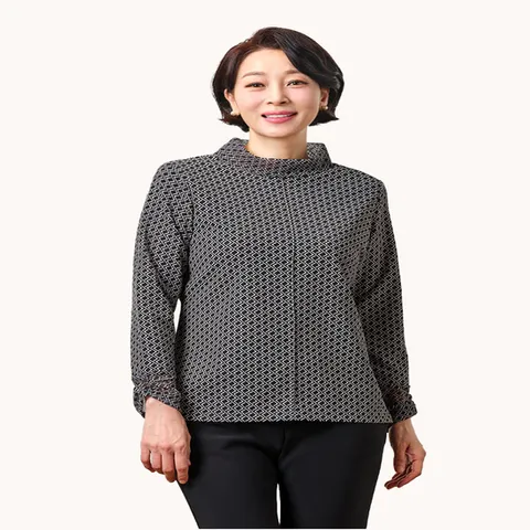 (마담엘레강스) 마담엘레강스 버티칼 메쉬 배색 블라우스 KYV3BL04