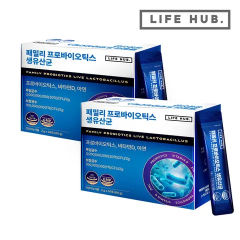 라이프허브 패밀리 프로바이오틱스 생유산균 2박스(2g x 60포) 2개월분