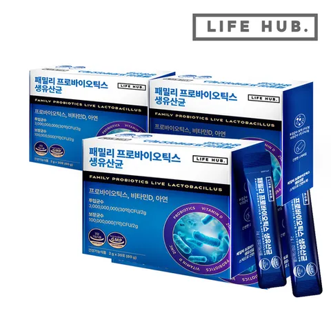 라이프허브 패밀리 프로바이오틱스 생유산균 3박스(2g x 90포) 3개월분