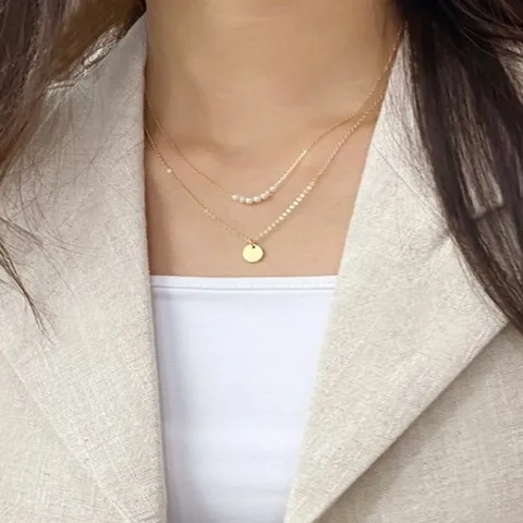 (폭스타일) (made lavenir) tiny pearl necklace set