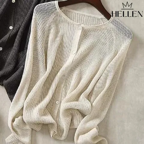 (헬렌) 헬렌 심플 데일리 그물 가디건 네코썸가디건 R-467