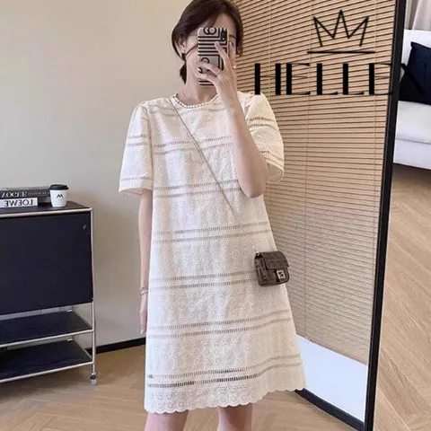 (헬렌) 헬렌 러블리 아일렛 펀칭 미디 원피스 단아펀칭원피스