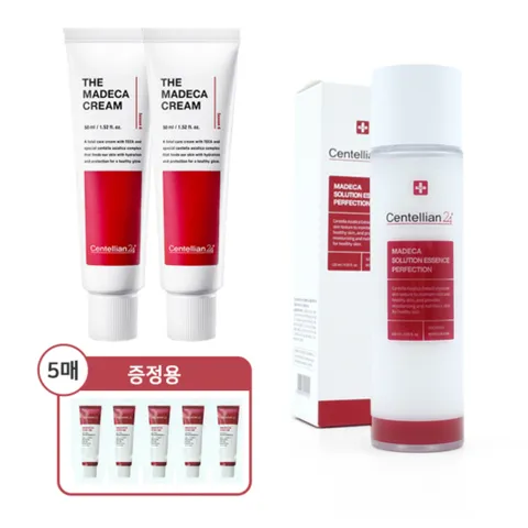 (센텔리안24) 센텔리안24 더 마데카 크림 50ml 2개   솔루션 에센스 퍼펙션 120ml   시즌5 크림 1ml 5매
