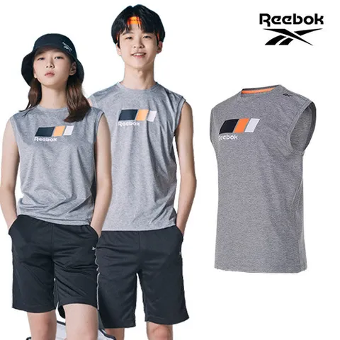 (푸마 키즈) REEBOK NEW 리복키즈 주니어 흡한속건 민소매티셔츠 그레이.